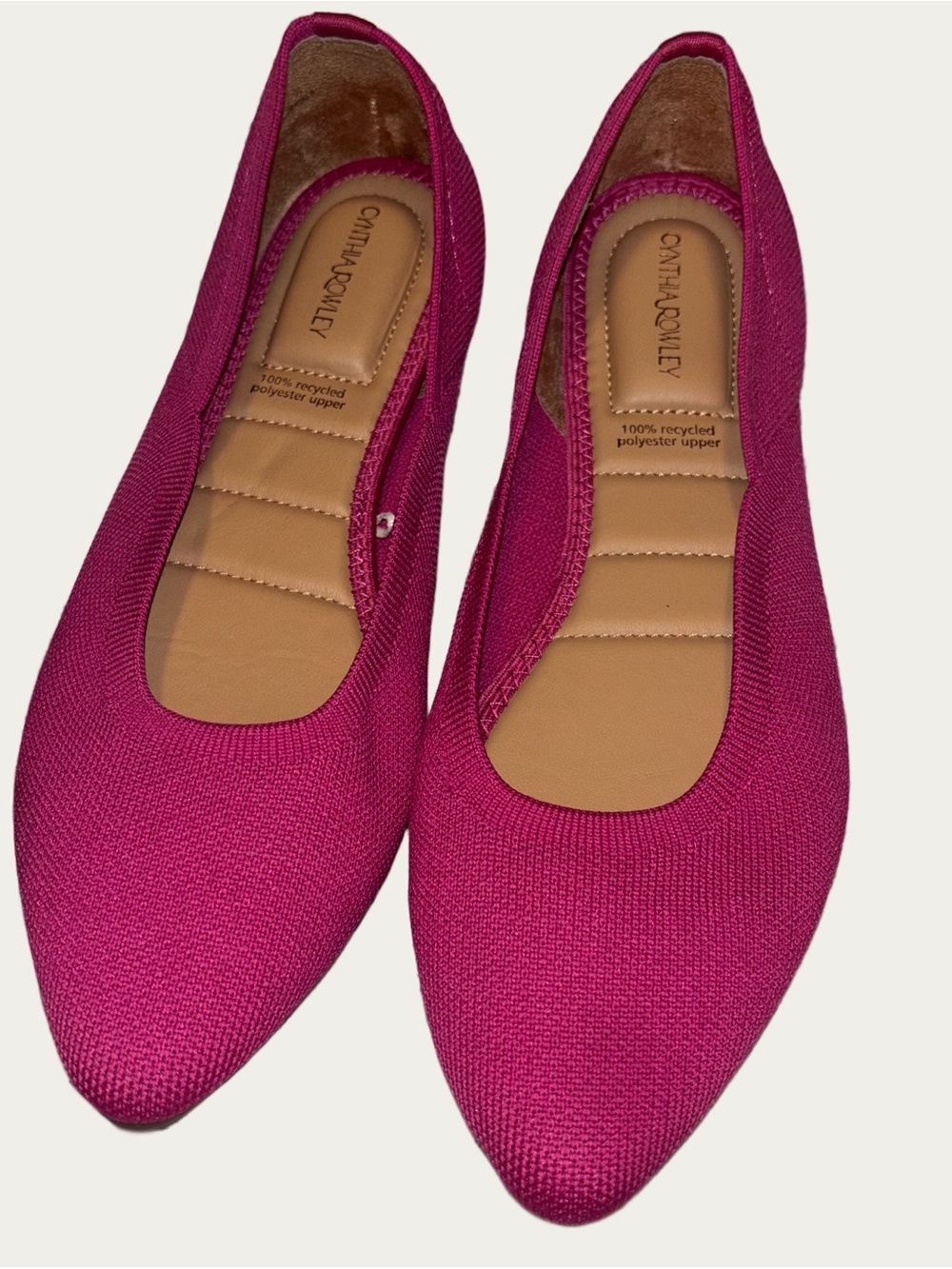 Cynthia Rowley Magenta Pointed-Toe Knit Ballet Flats